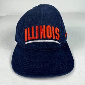 VTG Nike Illinois Fighting Illini Snap Back Hat Blue & Orange Embroidered Cap